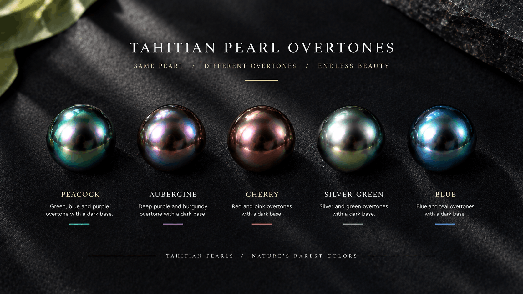 01. Kleuren van sieraden van Tahitiparels — Het volledige overtonespectrum