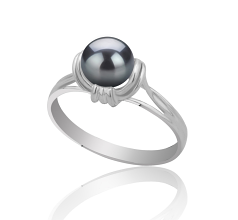 6-7mm Zoetwater Ring in Vreugde Zwart geverfd