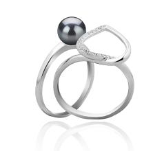 6-7mm Zoetwater Ring in Hart Zwart geverfd