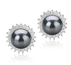 7-8mm Zoetwater Oorbellen set in Drooma Zwart
