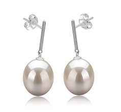 9-10mm Zoetwater Oorbellen set in Melinda Wit
