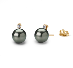 9-10mm Tahitiaans Oorbellen set in Eeuwigheid Zwart