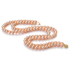 7-8mm Zoetwater Halsketting in - 'Jamilia' Roze