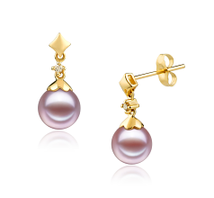 7-8mm Zoetwater Oorbellen set in Georgië Lavendel