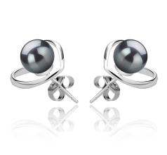 6-7mm Zoetwater Oorbellen set in Winn-Heart Zwart geverfd