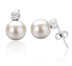 8-9mm Zoetwater Oorbellen set in Eeuwigheid Wit