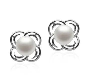 7-8mm Zoetwater Oorbellen set in Bella Wit