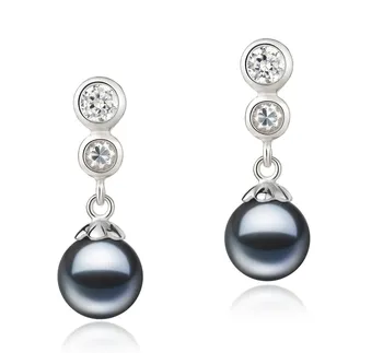7-8mm Zoetwater Oorbellen set in Colleen Zwart geverfd 7-8mm Zoetwater Oorbellen set in Colleen Zwart geverfd
