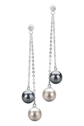 7-8mm Zoetwater Oorbellen set in Pop Zwart
