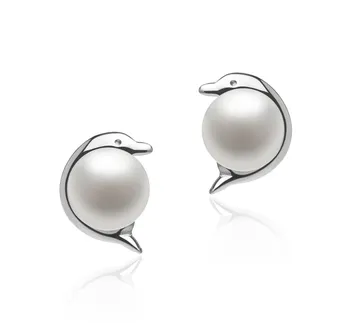 5-6mm Zoetwater Oorbellen set in Dolfijn Wit