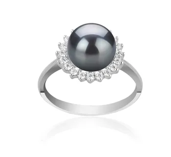 8-9mm Zoetwater Ring in Drooma Zwart geverfd