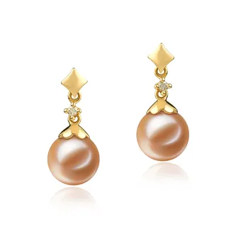 7-8mm Zoetwater Oorbellen set in Georgië Roze