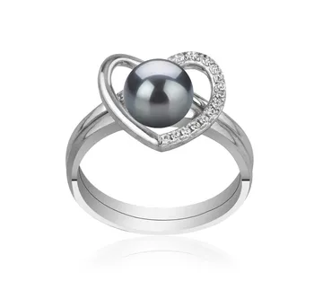 6-7mm Zoetwater Ring in Hart Zwart geverfd
