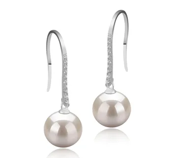 10-11mm Zoetwater Oorbellen set in Janet-Viskhaak Wit