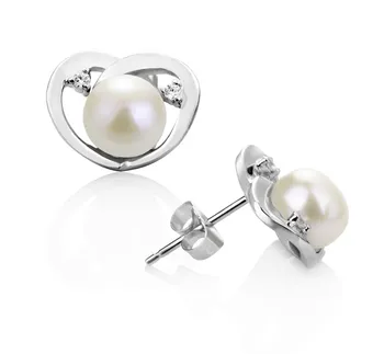 7-8mm Zoetwater Oorbellen set in Katie Hart Wit