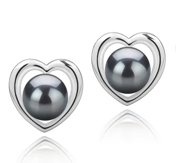 8-9mm Tahitiaans Oorbellen set in Kimberly-Hart Zwart