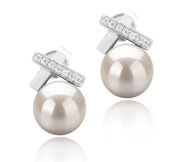 7-8mm Zoetwater Oorbellen set in Klaar Wit