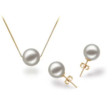 8-9mm Japanse Akoya Set in Kirsten Wit