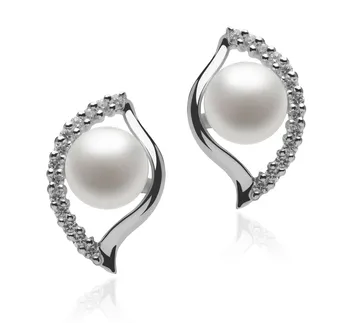6-7mm Zoetwater Oorbellen set in Lelie Wit