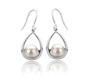 7-8mm Zoetwater Oorbellen set in Marcia. Wit