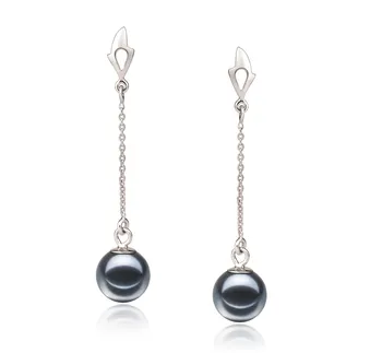 6-7mm Zoetwater Oorbellen set in Verkopen Zwart geverfd