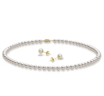 5-6mm Zoetwater Set in Ketting en Oorbellen Wit