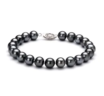 7.5-8.5mm Zoetwater Armband in Zwart geverfd