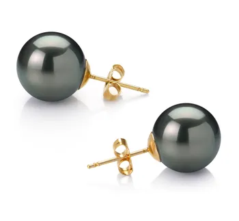 12-13mm Tahitiaans Oorbellen set in Zwart 12-13mm Tahitiaans Oorbellen set in Zwart