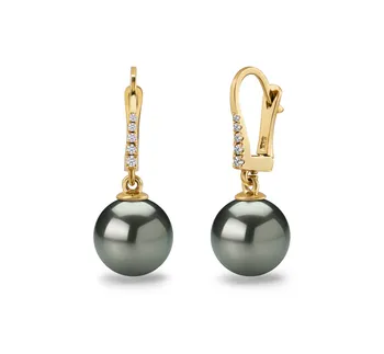 10-11mm Tahitiaans Oorbellen set in Glinsteren Zwart