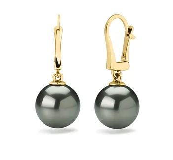 10-11mm Tahitiaans Oorbellen set in Elementen Zwart