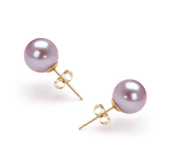 7-8mm Zoetwater Oorbellen set in Lavendel