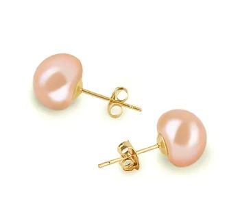 8-9mm Zoetwater Oorbellen set in Roze