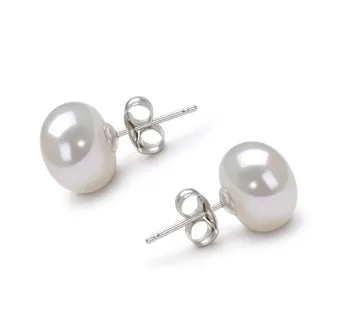 9-10mm Zoetwater Oorbellen set in Wit