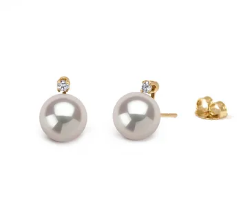 9-10mm Zoetwater Oorbellen set in Eeuwigheid Wit