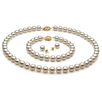 7.5-8mm Japanse Akoya Set in Wit