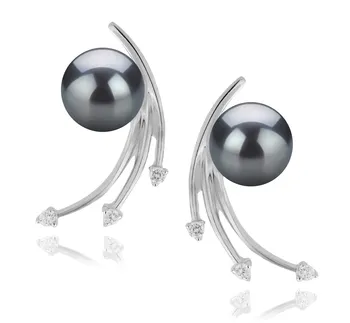 6-7mm Japanse Akoya Oorbellen set in Roos Zwart
