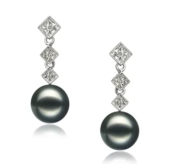 8-9mm Japanse Akoya Oorbellen set in Rozen Zwart
