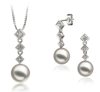 8-9mm Japanse Akoya Set in Roses Wit
