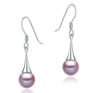 7-8mm Zoetwater Oorbellen set in Sandra Lavendel