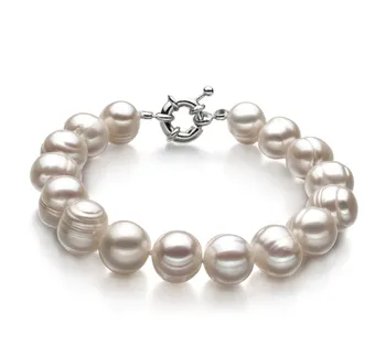 10-11mm Zoetwater Armband in Enkel Wit