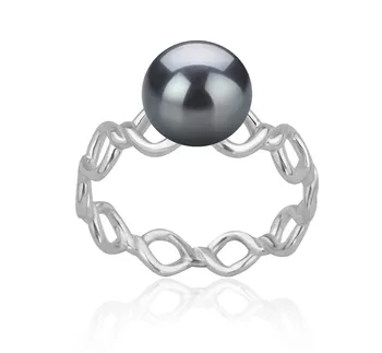 7-8mm Zoetwater Ring in Golf Zwart geverfd